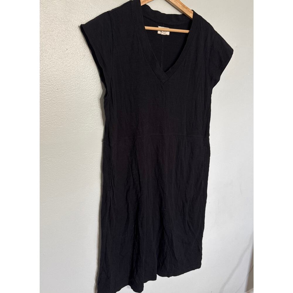 Women's Size L Pact Black T-Shirt V-Neck Dress Organic Cotton Pockets Natural - Picture 3 of 8